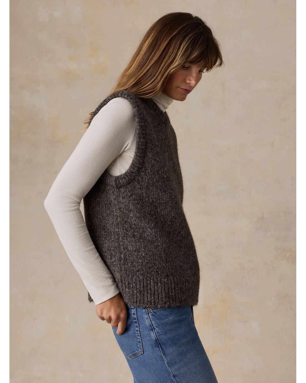 Faherty Brand Blue Après Alpaca Relaxed Vest