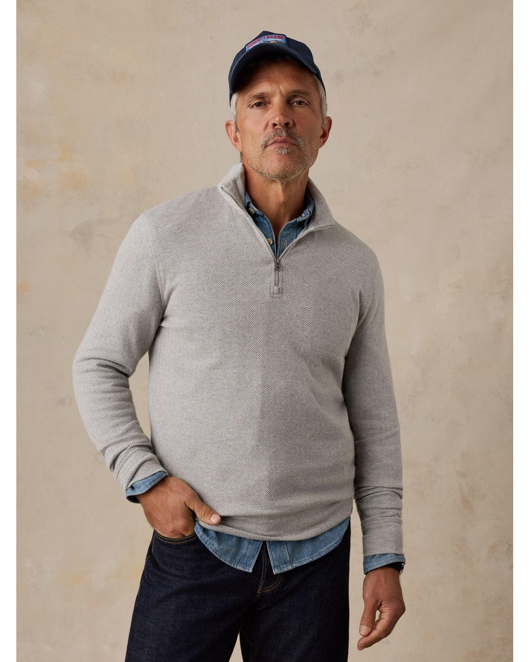 Faherty Brand Natural Legend Sweater Quarter Zip for men