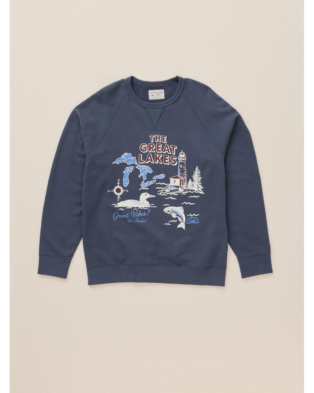 Faherty Brand Blue X Parks Project Great Lakes High Standard Fleece Crewneck for men