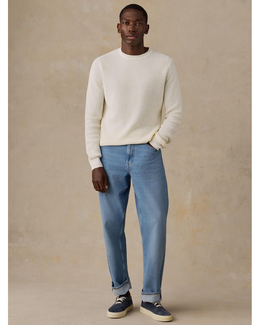 Faherty Brand Natural Sunwashed Crewneck Sweater for men
