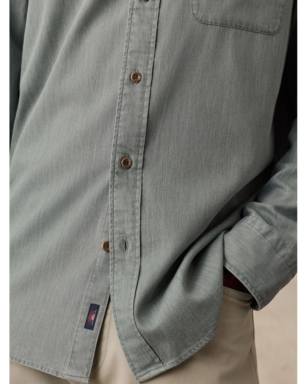 Faherty Brand Gray Patina Chambray Shirt for men