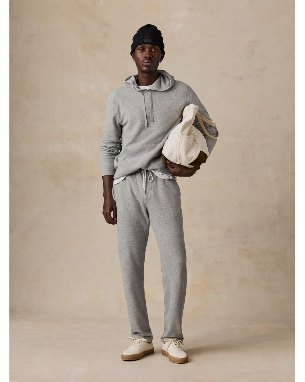 Faherty Brand Gray Highland Knit Hoodie for men