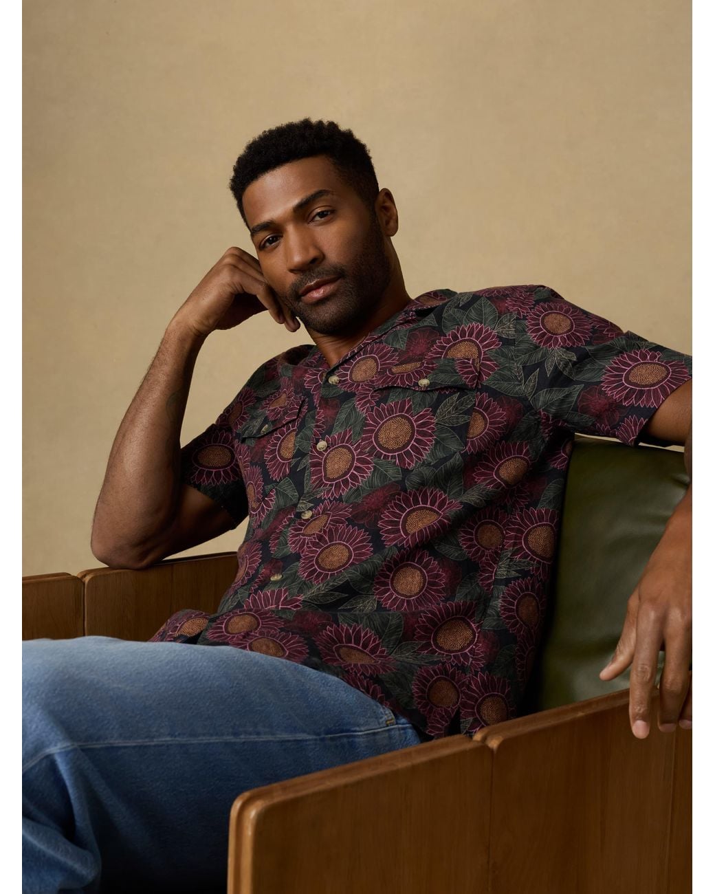 Faherty Brand Brown Short-Sleeve Reserve Basque Camp Shirt for men