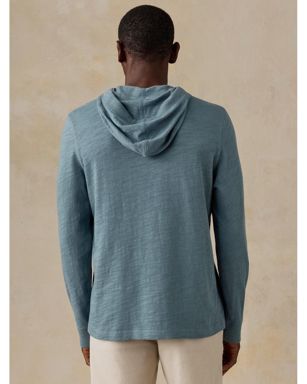 Faherty Brand Blue Sunwashed Organic Hoodie for men
