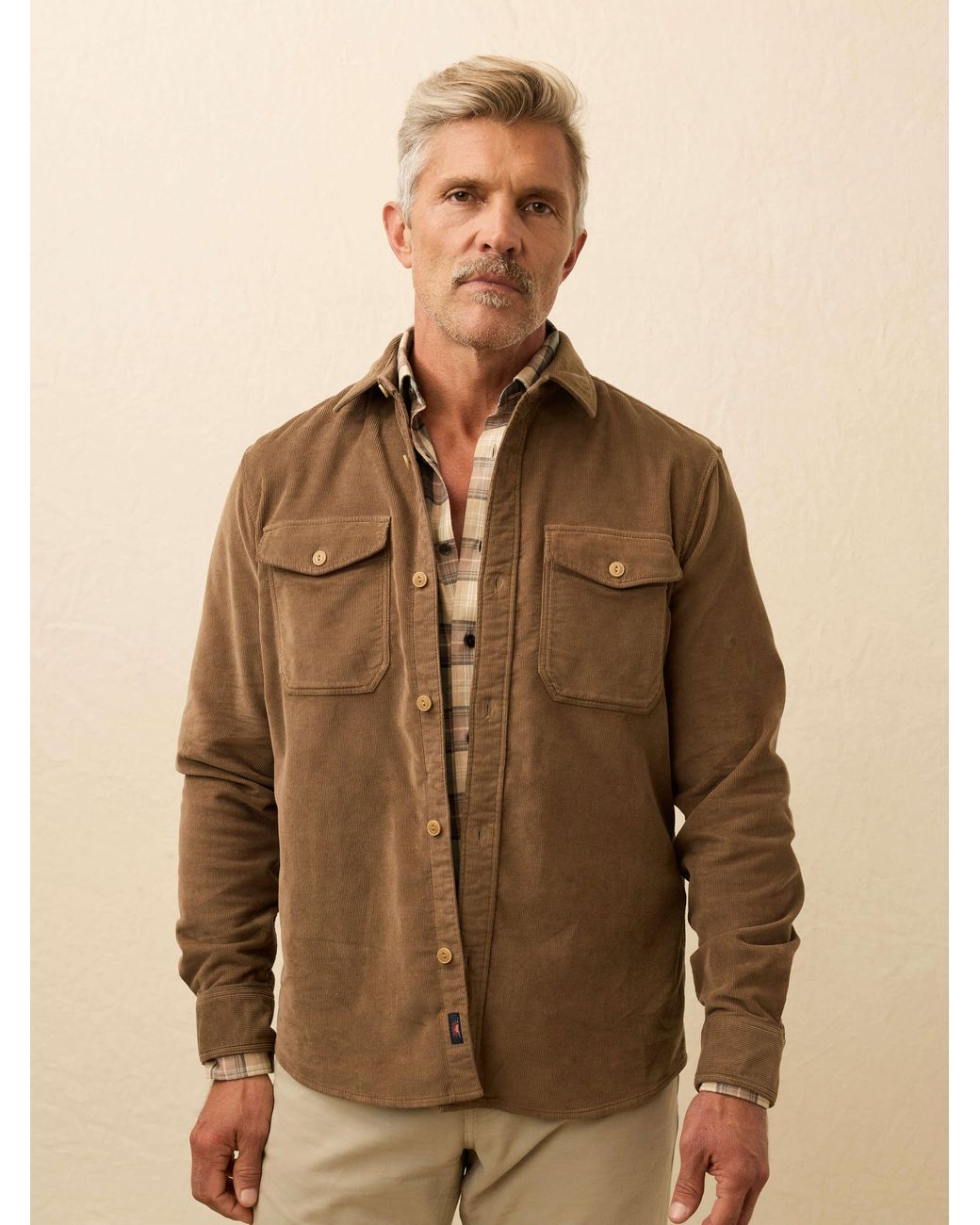 Faherty Log Faherty Stretch Terry Corduroy Workshirt in Brown for Men | Lyst