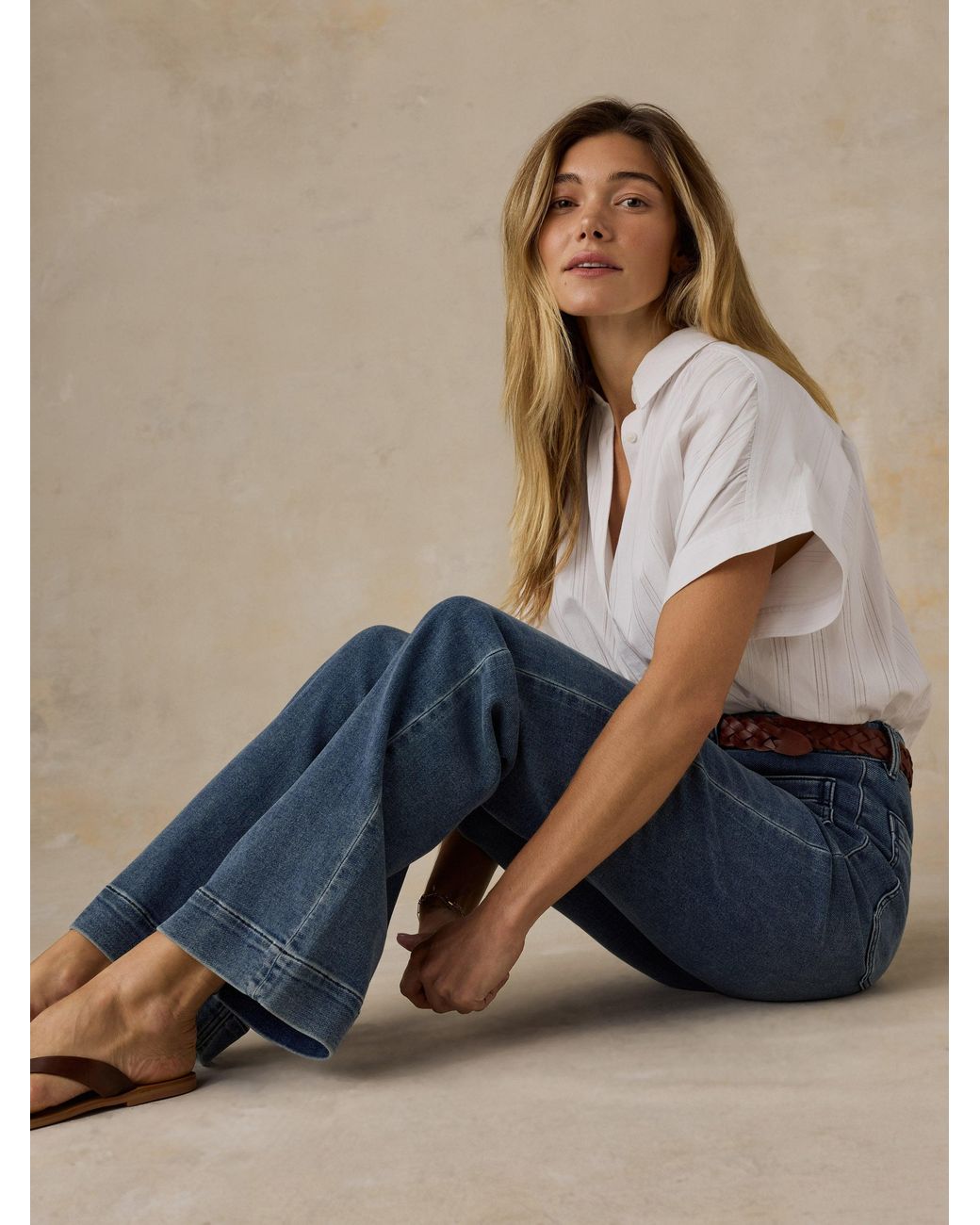 Faherty Brand Blue Stretch Terry Patch Pocket Pants