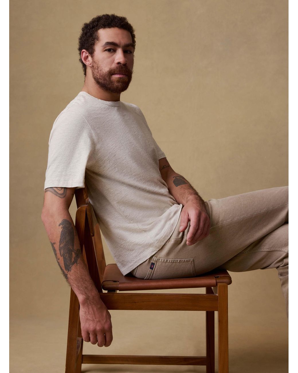 Faherty Brand Natural Sunwashed Regenerative T-Shirt for men