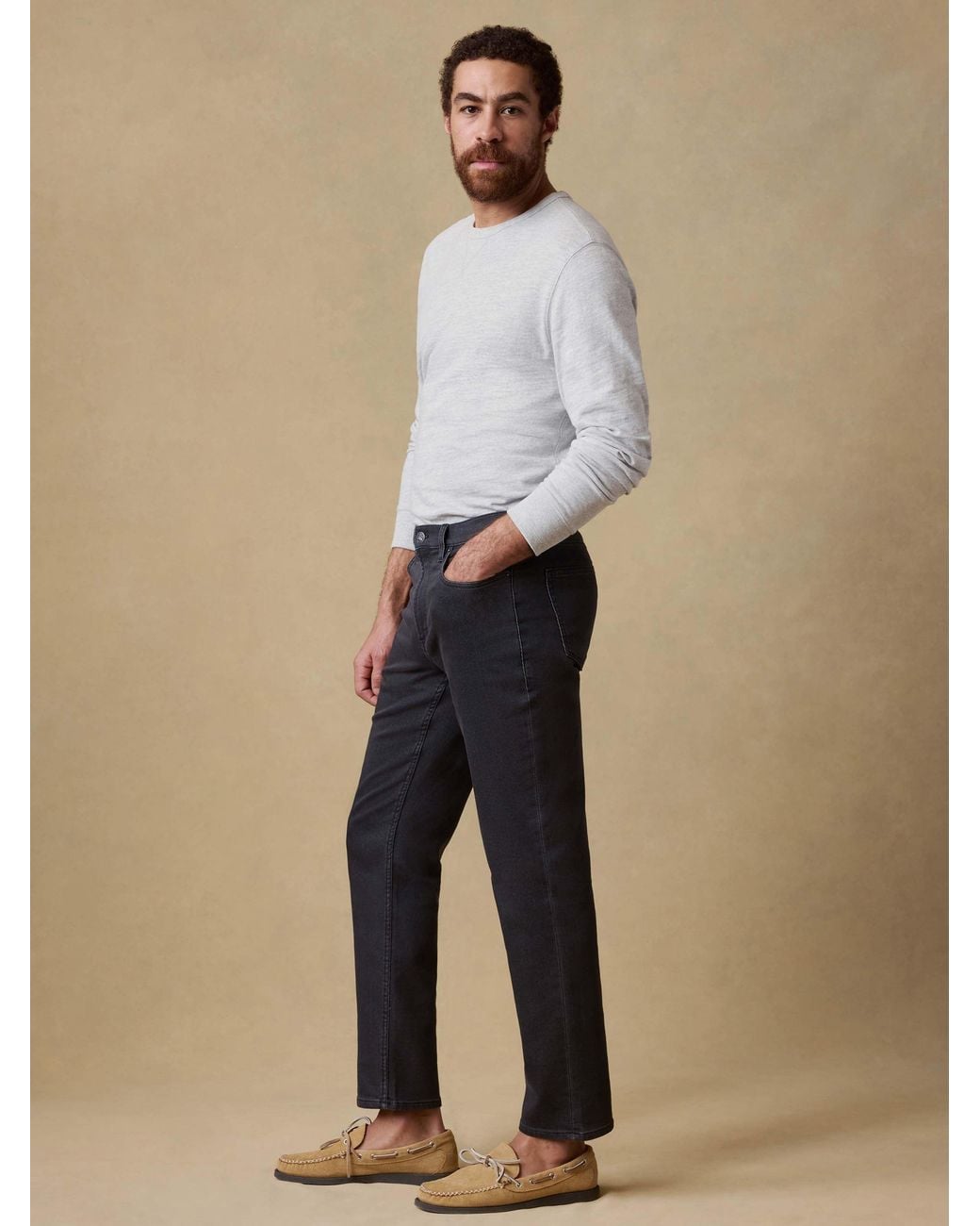 Faherty Brand Black Stretch Terry 5-Pocket Pants for men