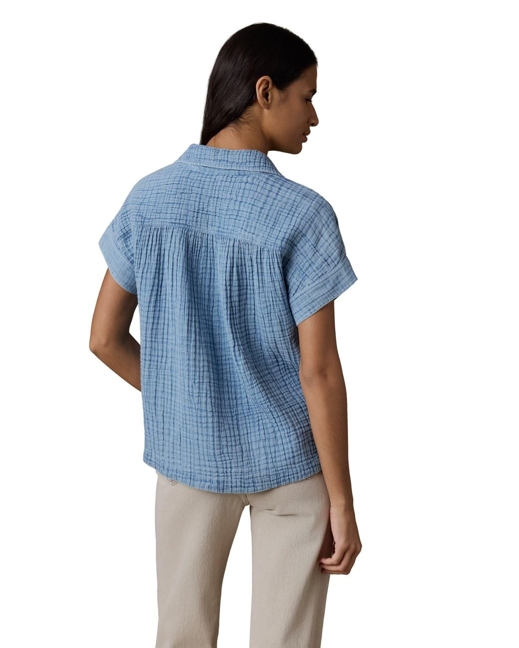 Faherty Brand Blue Dune Cotton Gauze Zoe Top