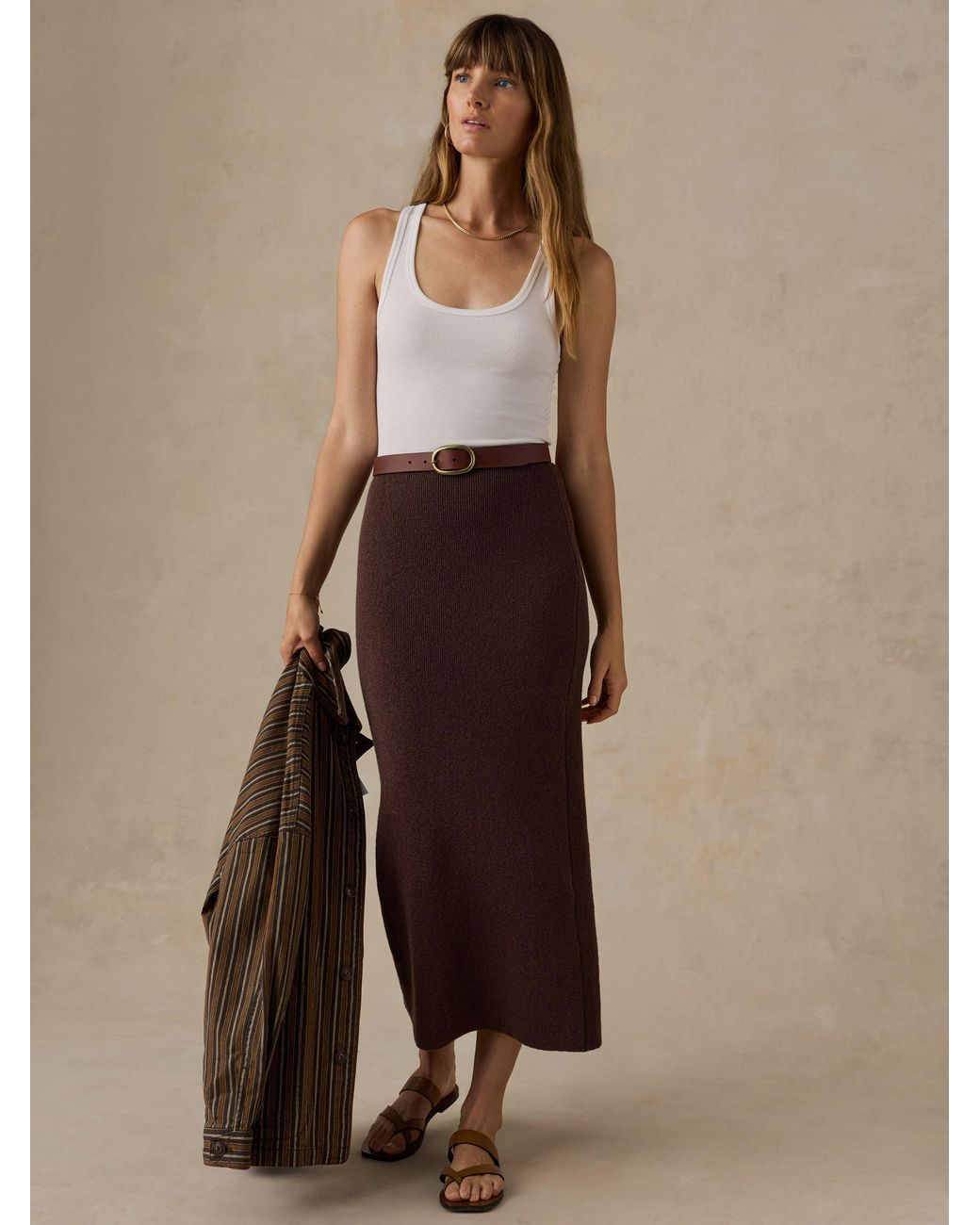 Faherty Brand Natural Miramar Linen Sweater Maxi Skirt
