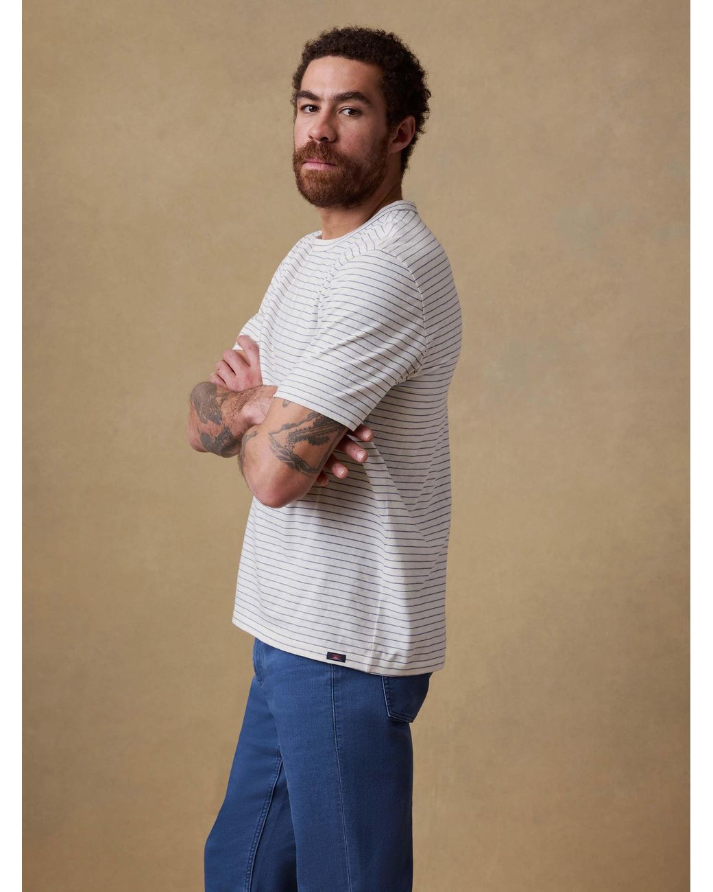 Faherty Brand Natural Sunwashed Regenerative T-Shirt for men