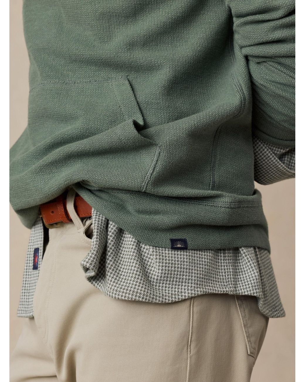 Faherty Brand Green Highland Knit Hoodie for men
