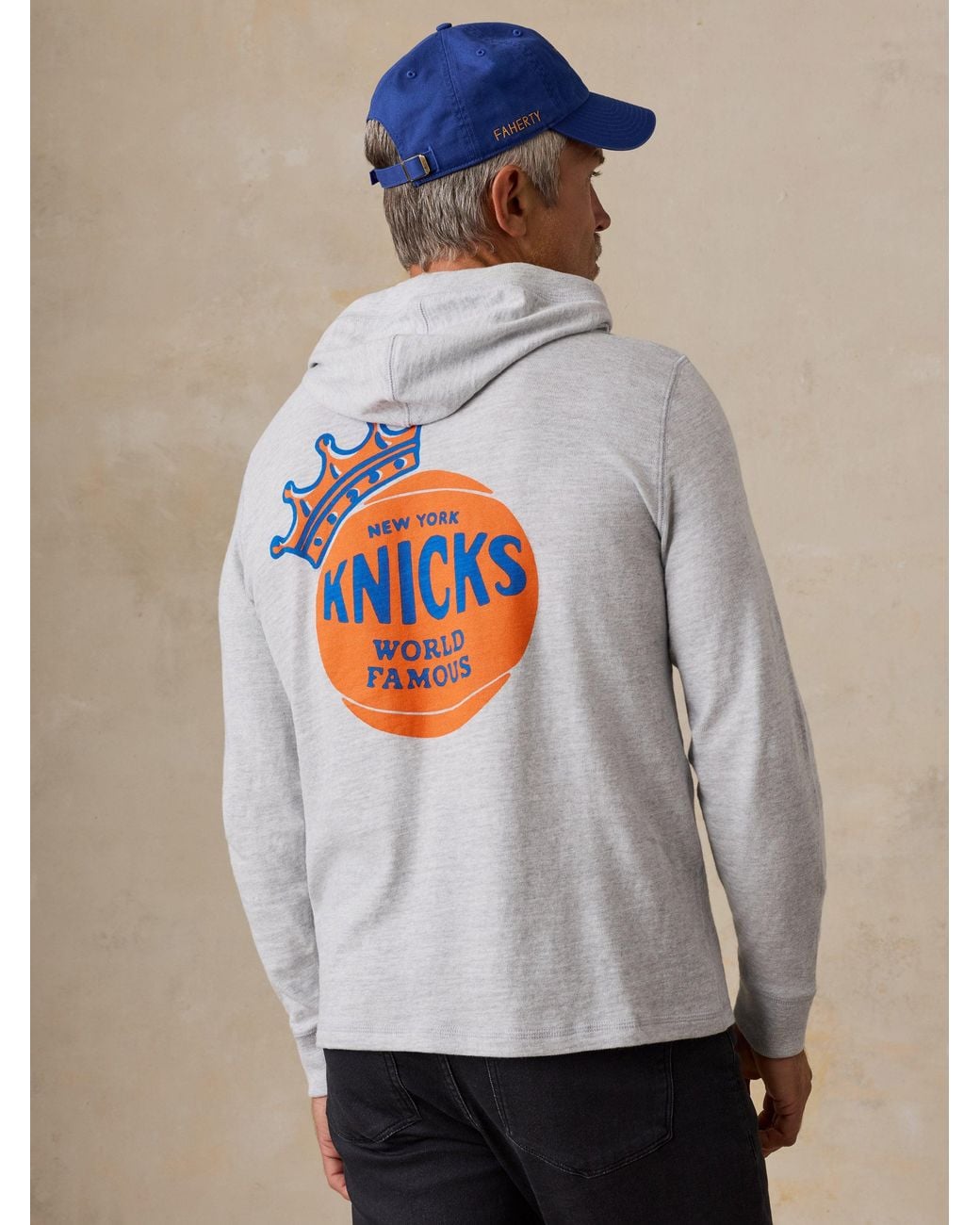 Faherty Brand Gray Ny Knicks Sunwashed Organic Hoodie for men
