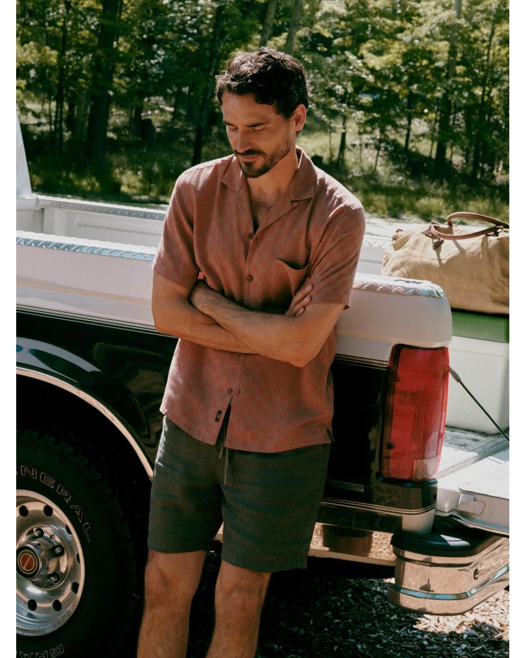 Faherty Brand Green Short-Sleeve Breeze Camp Shirt for men