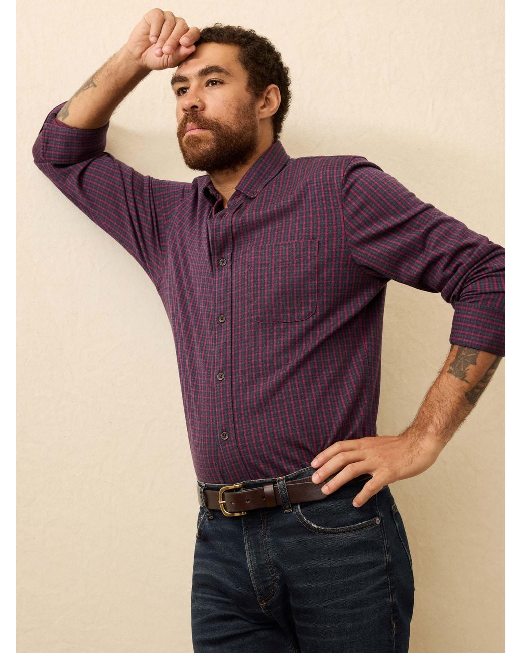 Faherty Brand Purple Coastline Knit Shirt for men