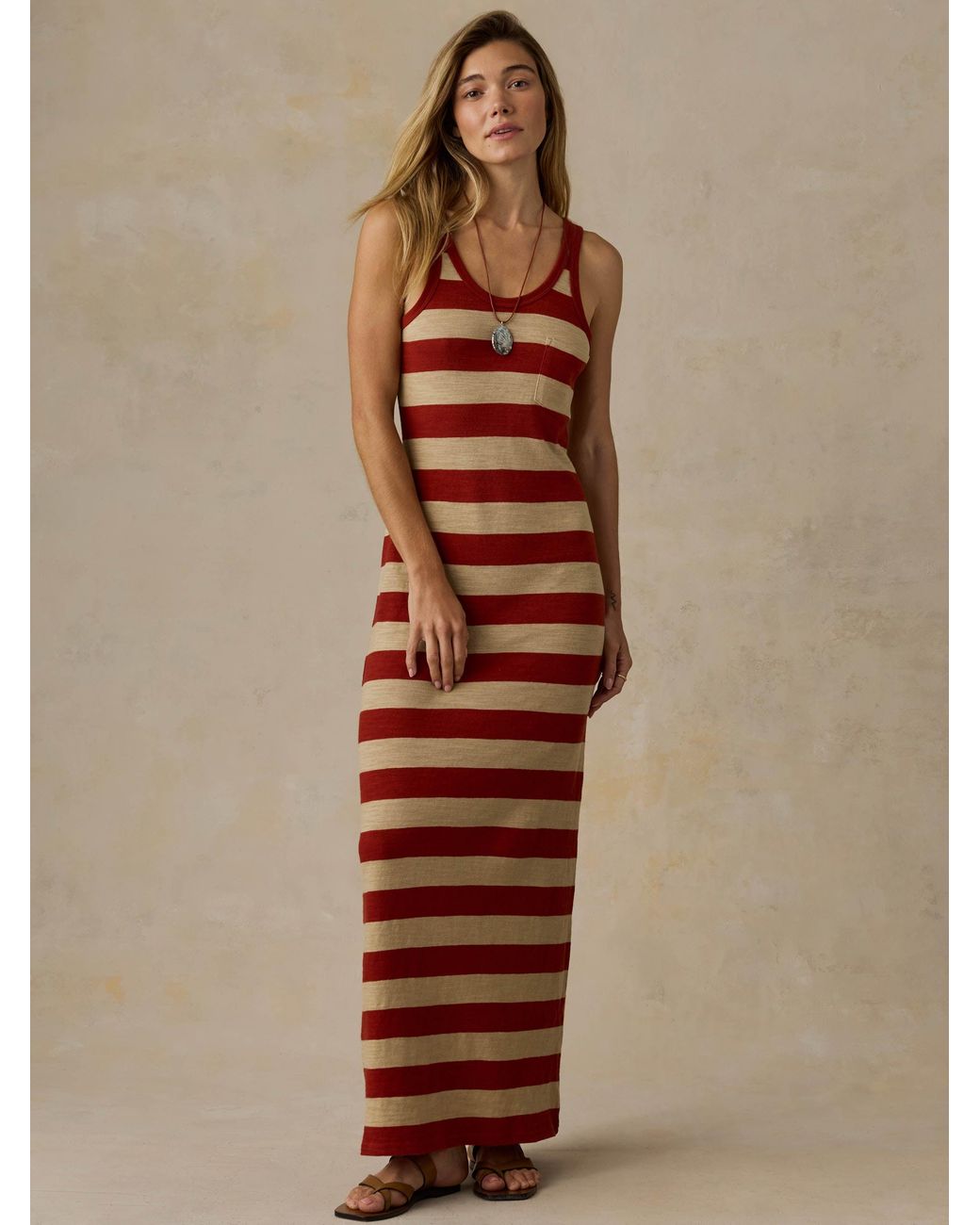Faherty Brand Green Sunwashed Organic Pocket Tank Dress