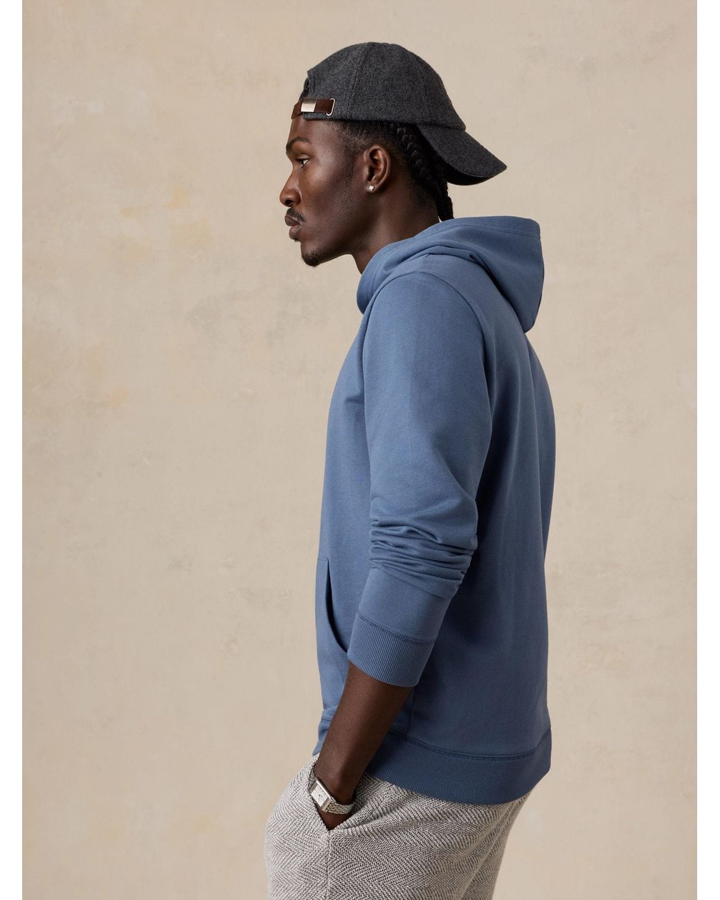 Faherty Brand Blue French Terry Hoodie for men