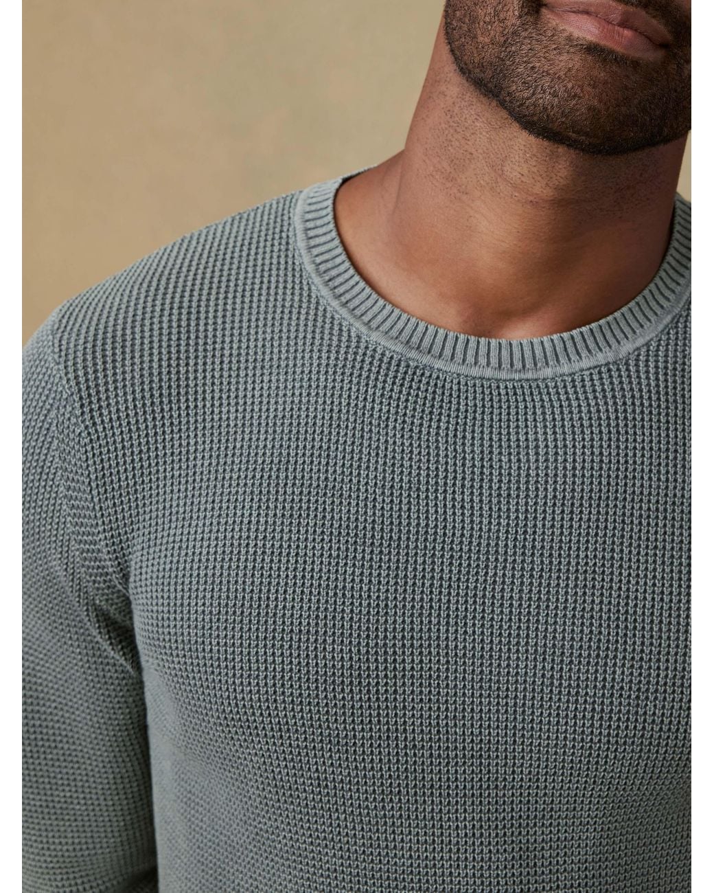 Faherty Brand Green Sunwashed Crewneck Sweater for men