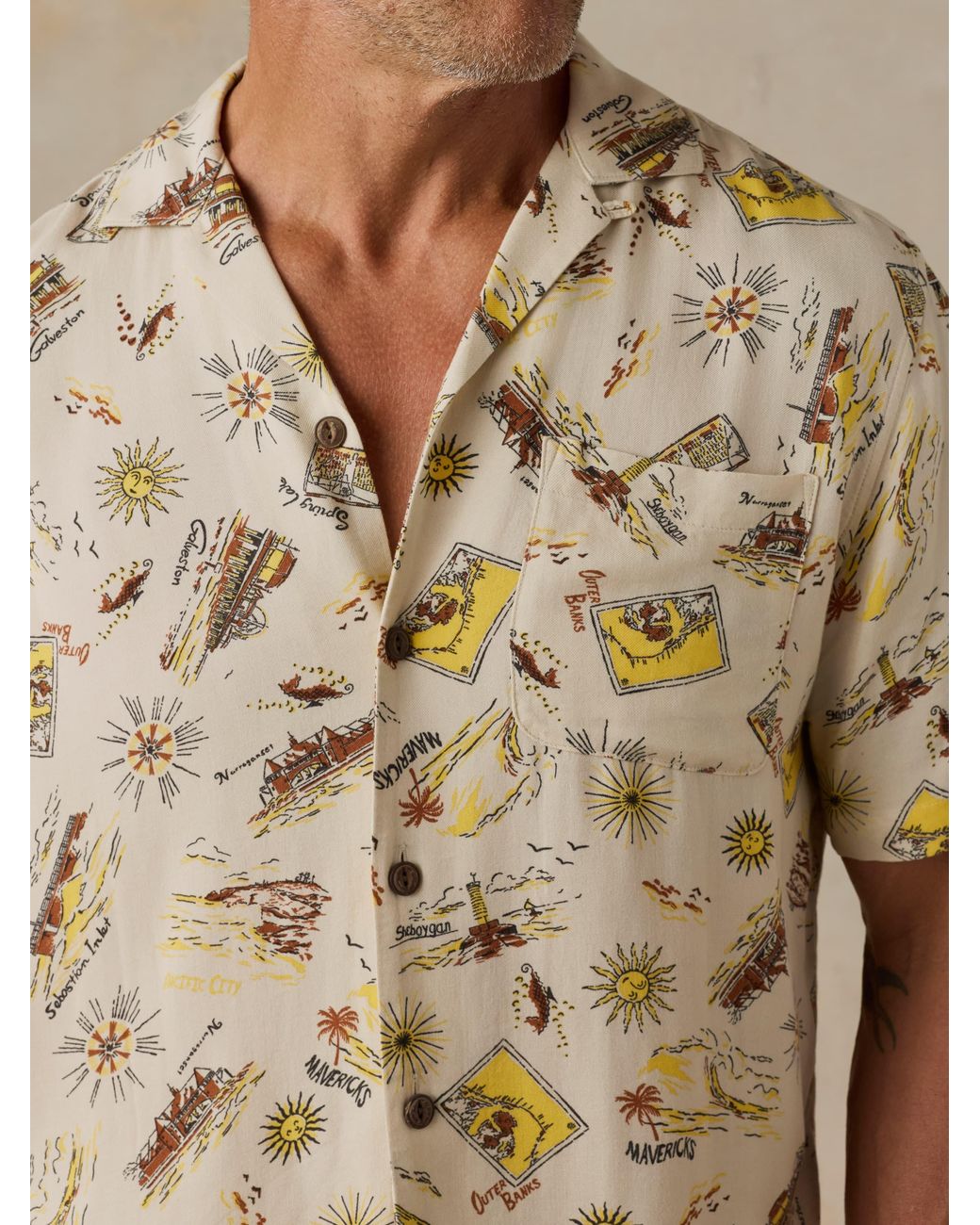 Faherty Brand Green Short-Sleeve Kona Camp Shirt for men