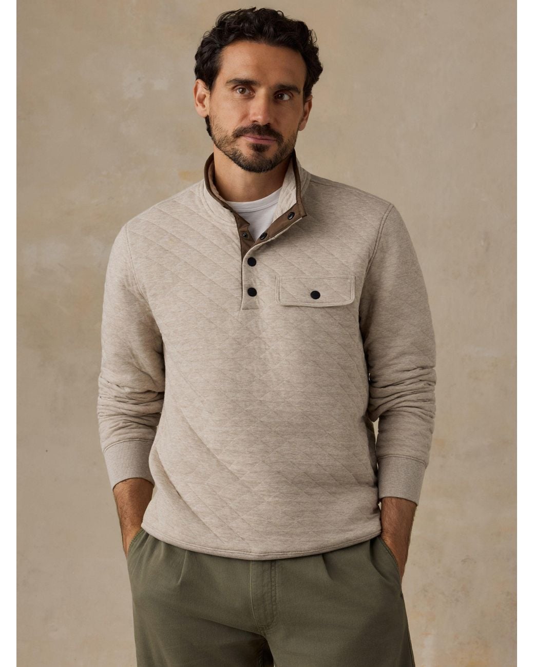 Faherty Brand Natural Epic Quilted Fleece Pullover for men