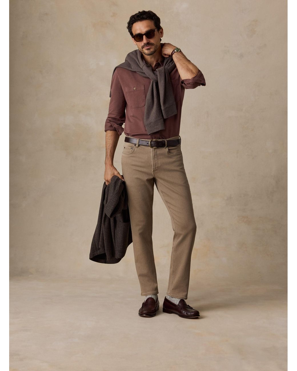 Faherty Brand Brown Field Knit Shirt for men