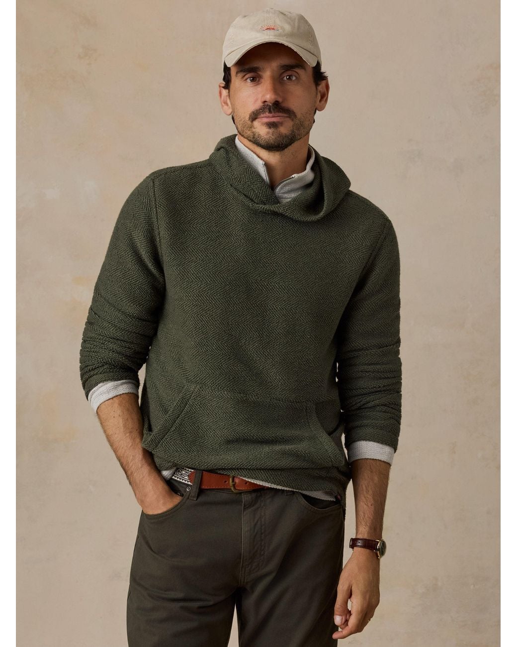 Faherty Brand Green Whitewater Hoodie for men