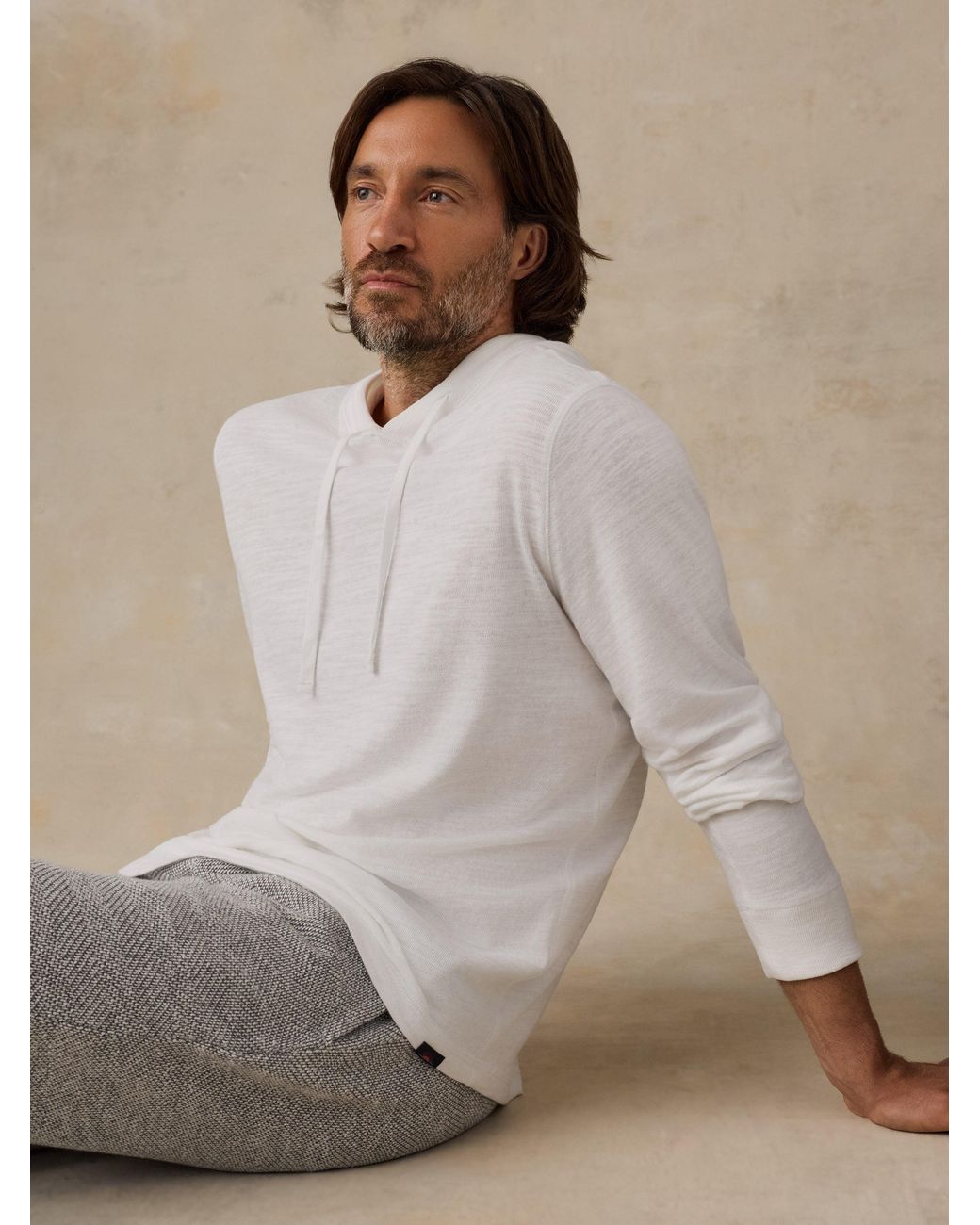 Faherty Brand White Sunwashed Organic Hoodie for men