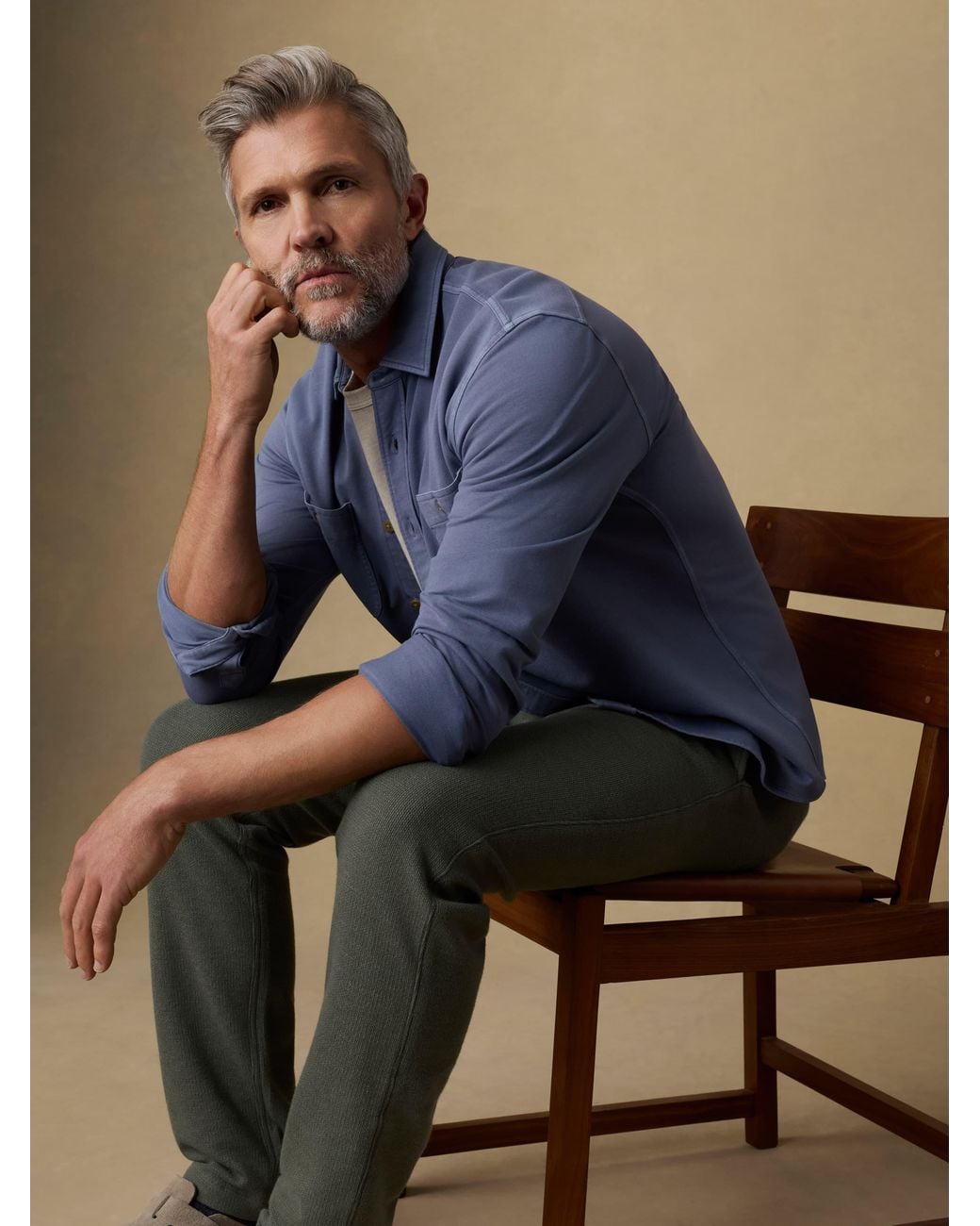 Faherty Brand Blue Field Knit Shirt for men