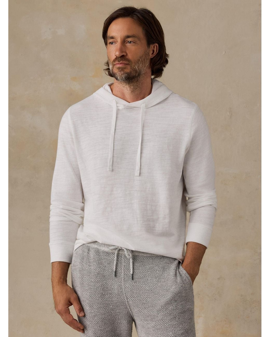 Faherty Brand White Sunwashed Organic Hoodie for men