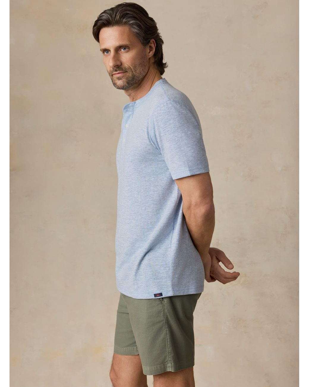 Faherty Brand Blue Short-Sleeve Breeze Henley T-Shirt for men