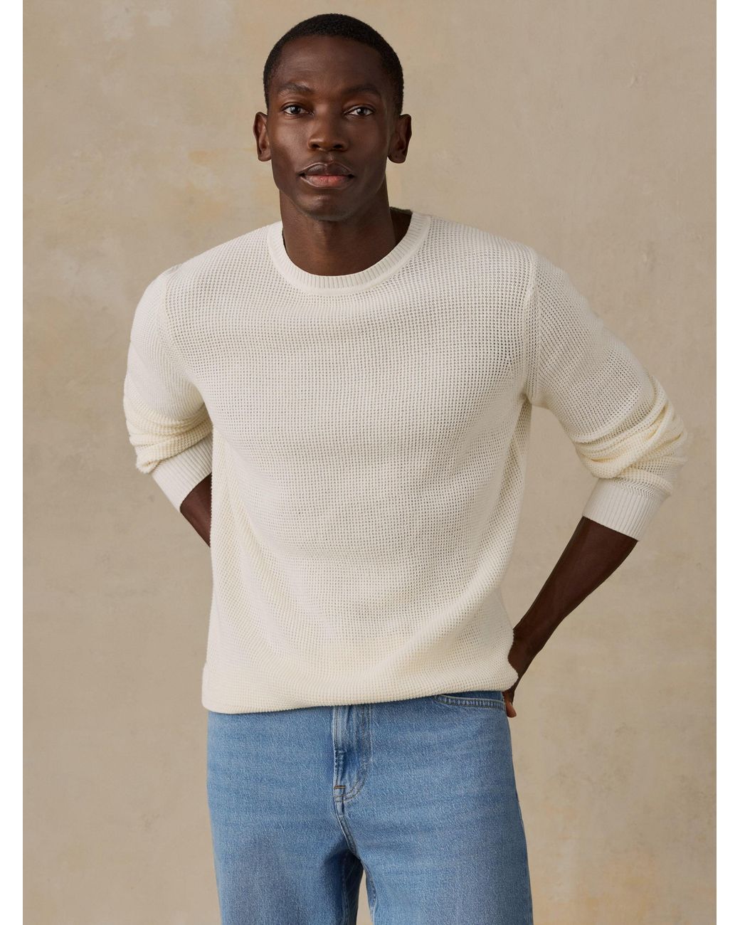 Faherty Brand Natural Sunwashed Crewneck Sweater for men