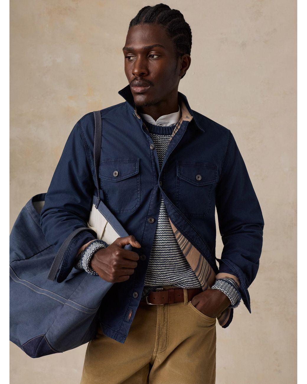 Faherty Brand Blue Stretch Blanket Lined Cpo for men