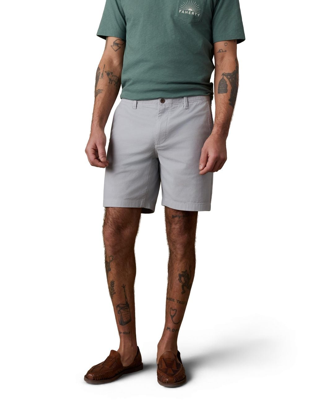 Faherty Brand Green Essential Chino Short for men