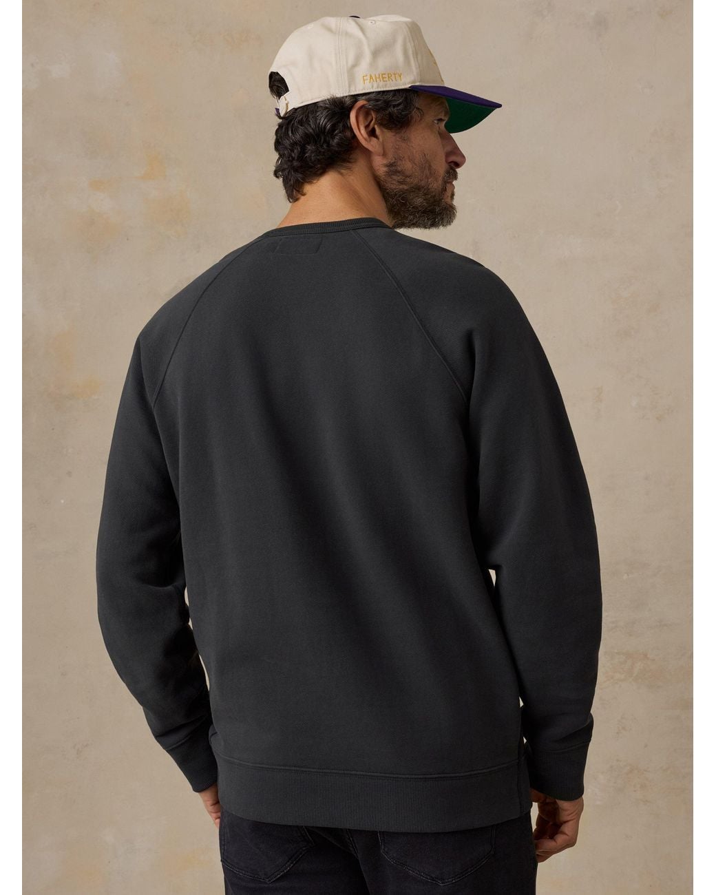 Faherty Brand Black Los Angeles Lakers High Standard Fleece Crew for men