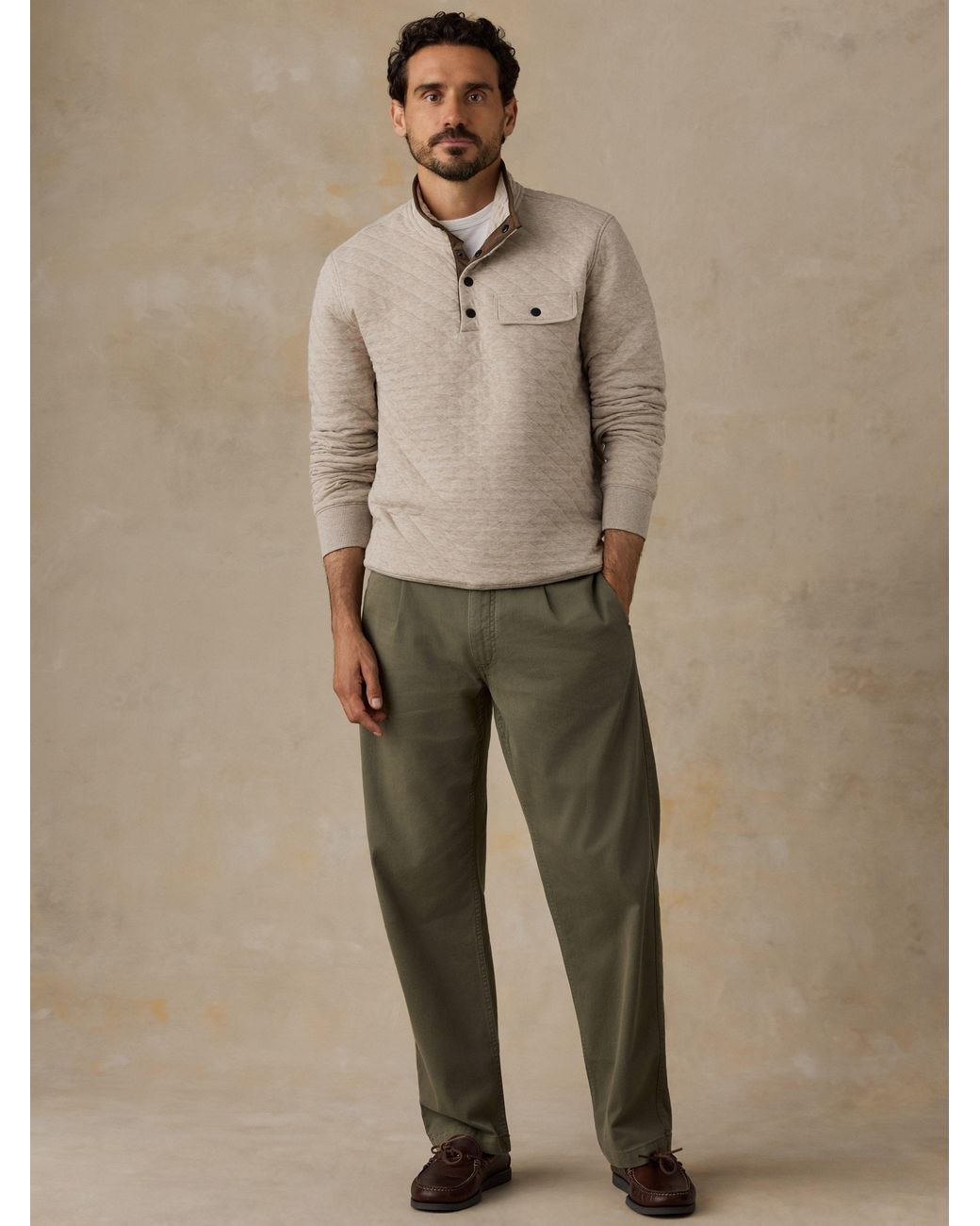 Faherty Brand Natural Epic Quilted Fleece Pullover for men