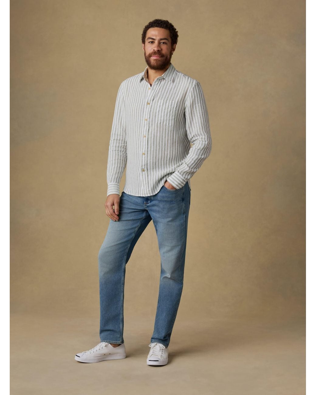 Faherty Brand Natural Laguna Linen Shirt for men