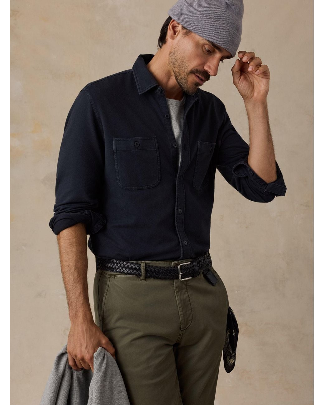Faherty Brand Blue Field Knit Shirt for men