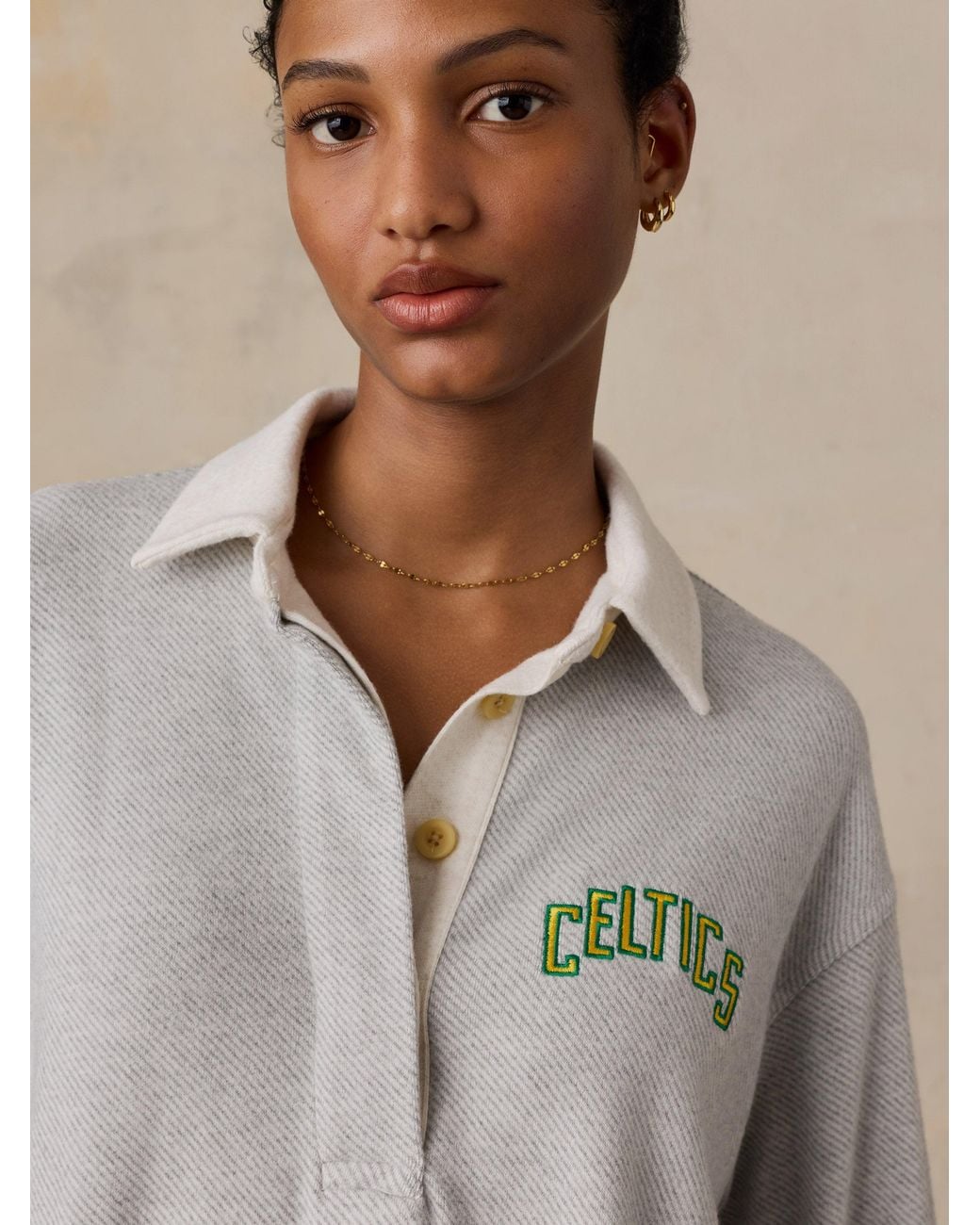 Faherty Brand Natural Boston Celtics Legend Sweater Rugby Popover