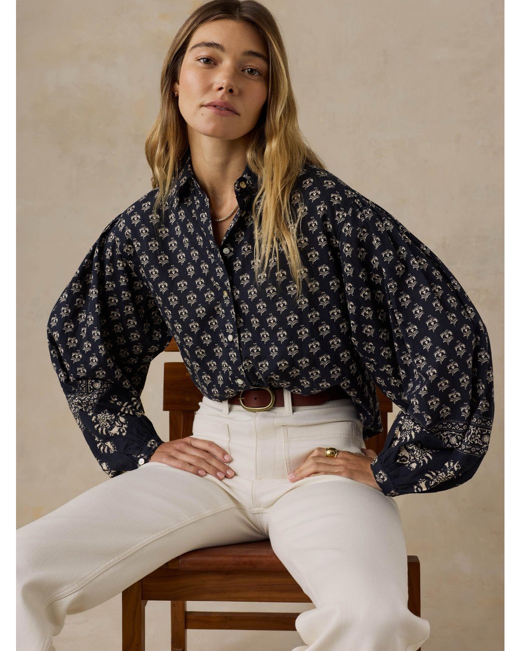 Faherty Brand Black Suki Blouse