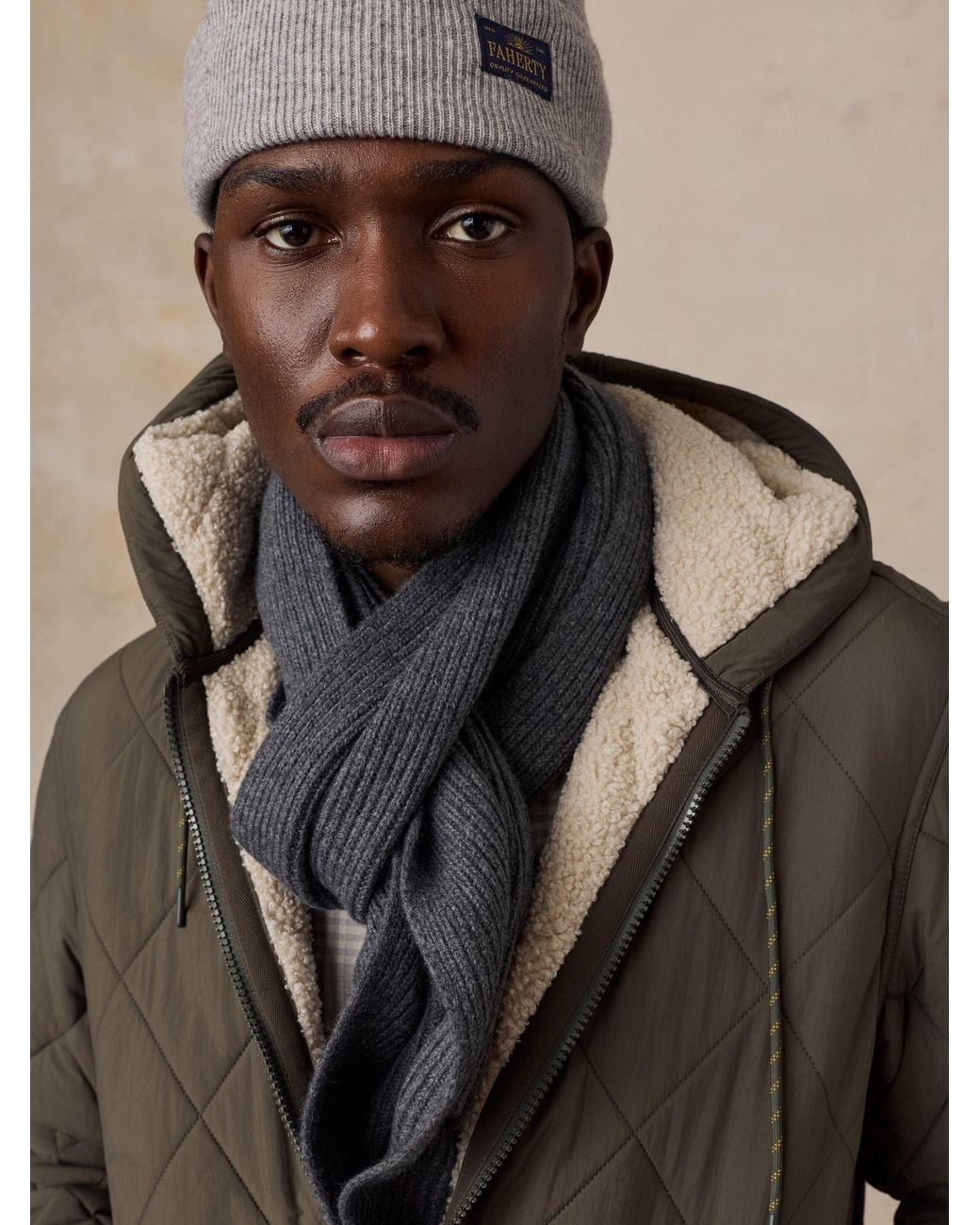 Faherty Brand Natural Quilted Hooded Jacket for men