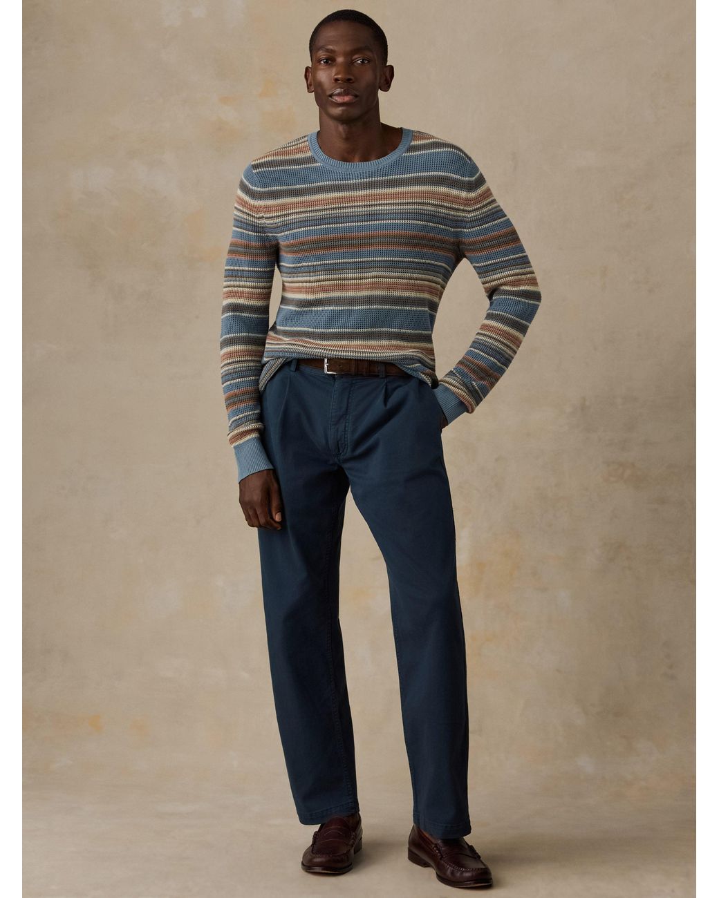 Faherty Brand Blue Sunwashed Crewneck Sweater for men