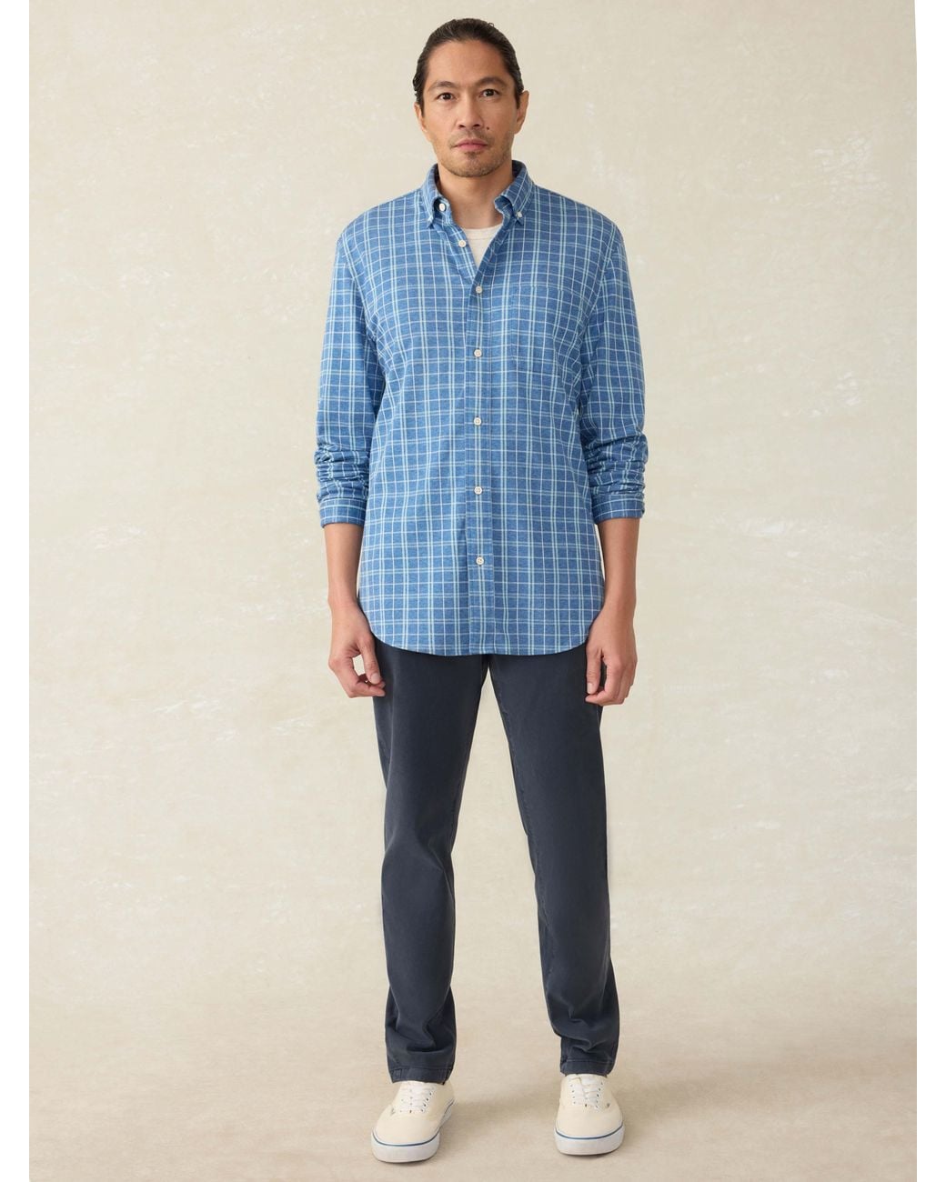Faherty Brand Blue Coastline Knit Shirt for men