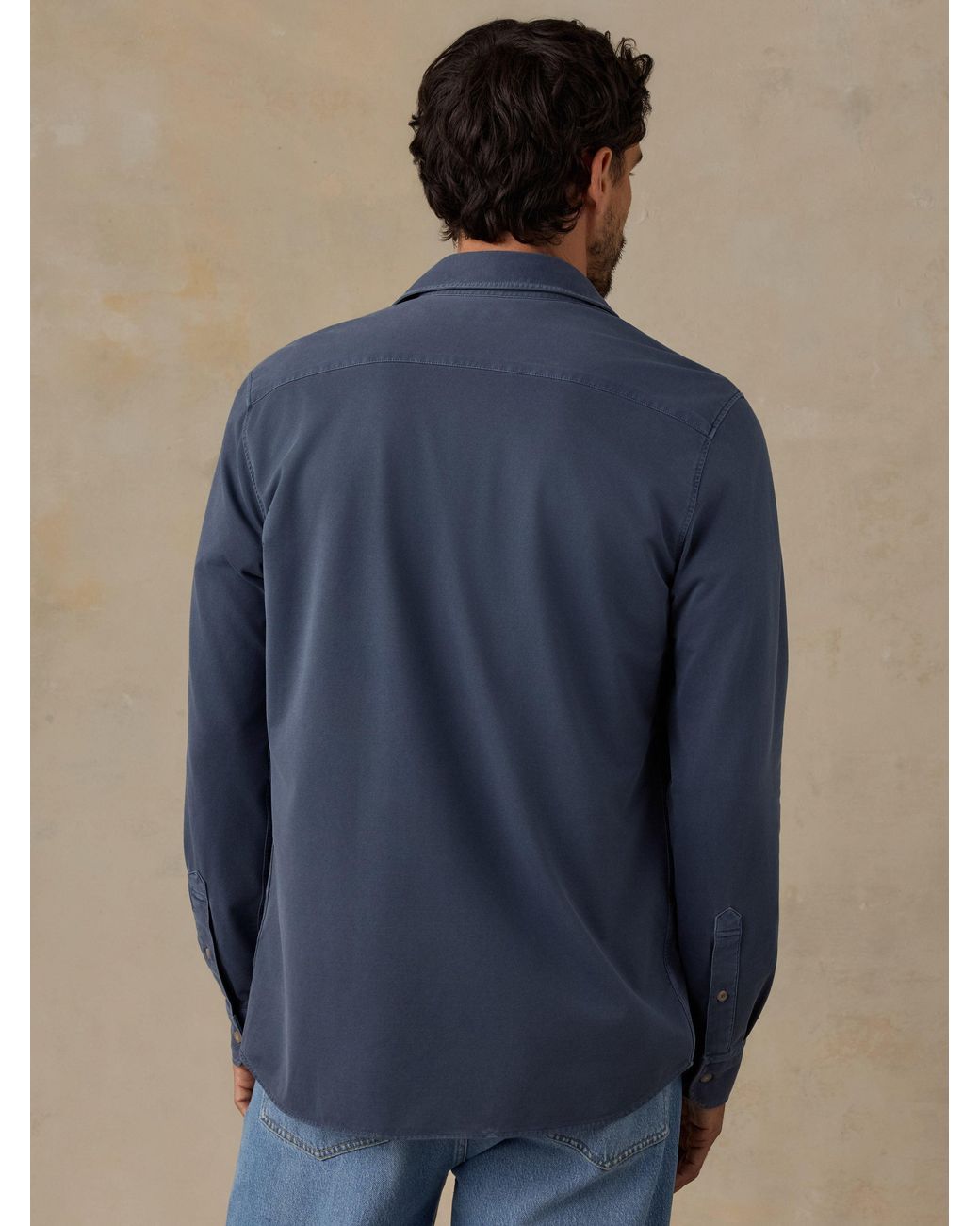 Faherty Brand Blue Costa Pique Shirt for men