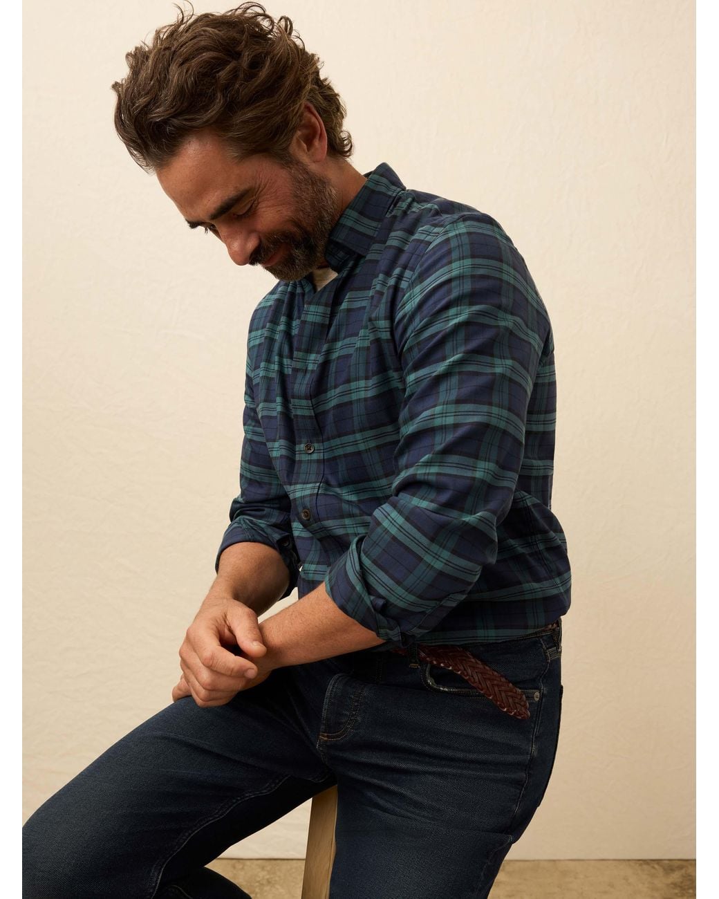 Faherty Brand Blue Soft Twill Movement Shirt for men