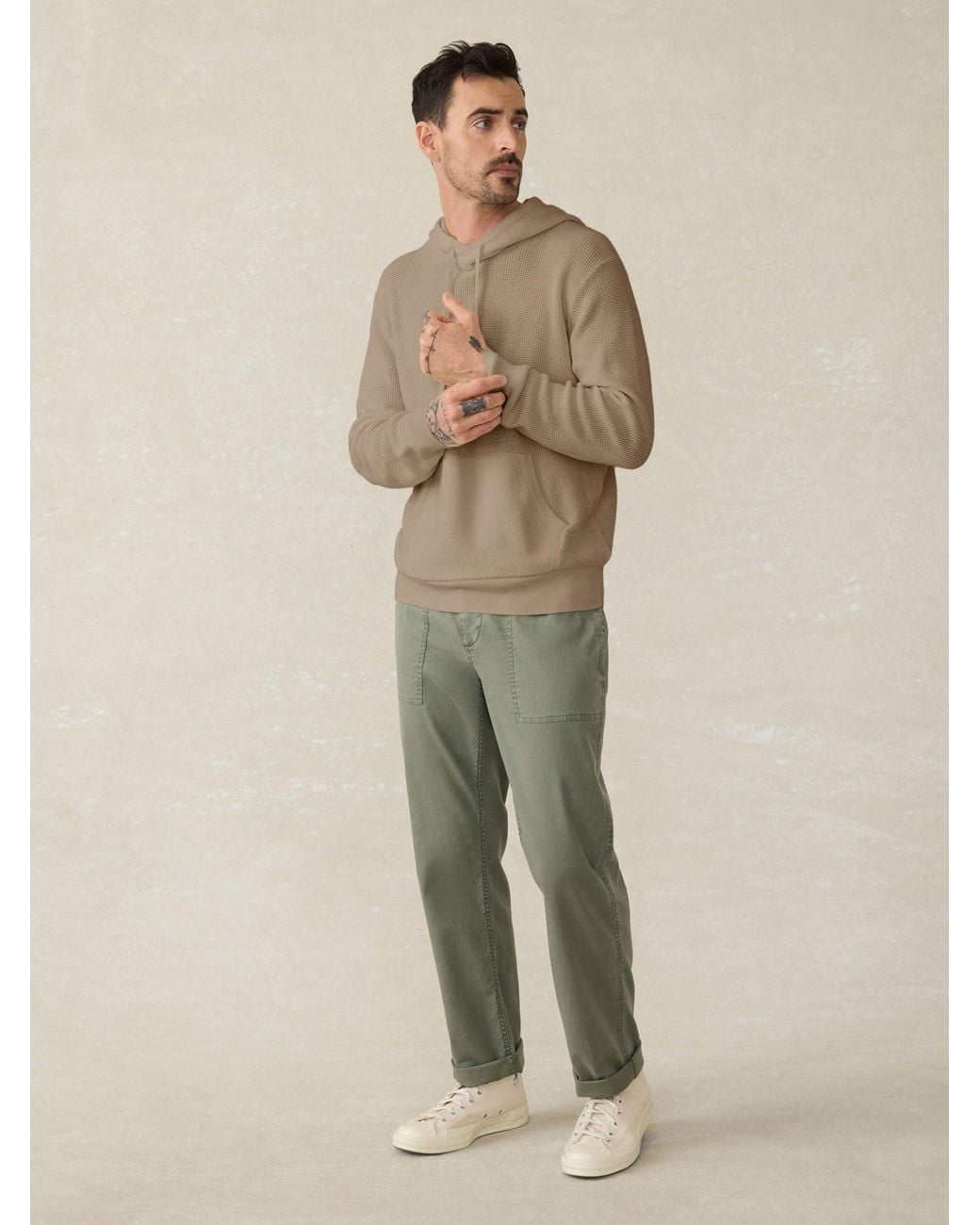 Faherty Brand Natural Sunwashed Sweater Hoodie for men