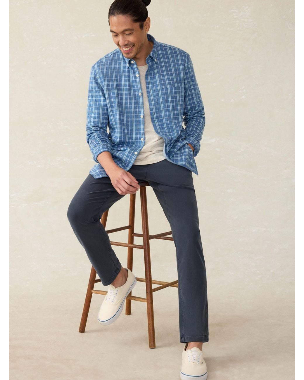 Faherty Brand Blue Coastline Knit Shirt for men