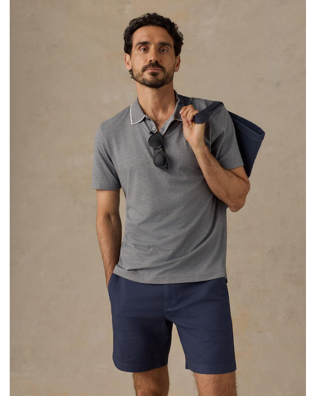 Faherty Brand Gray Short-Sleeve Movement Pique Polo Shirt for men