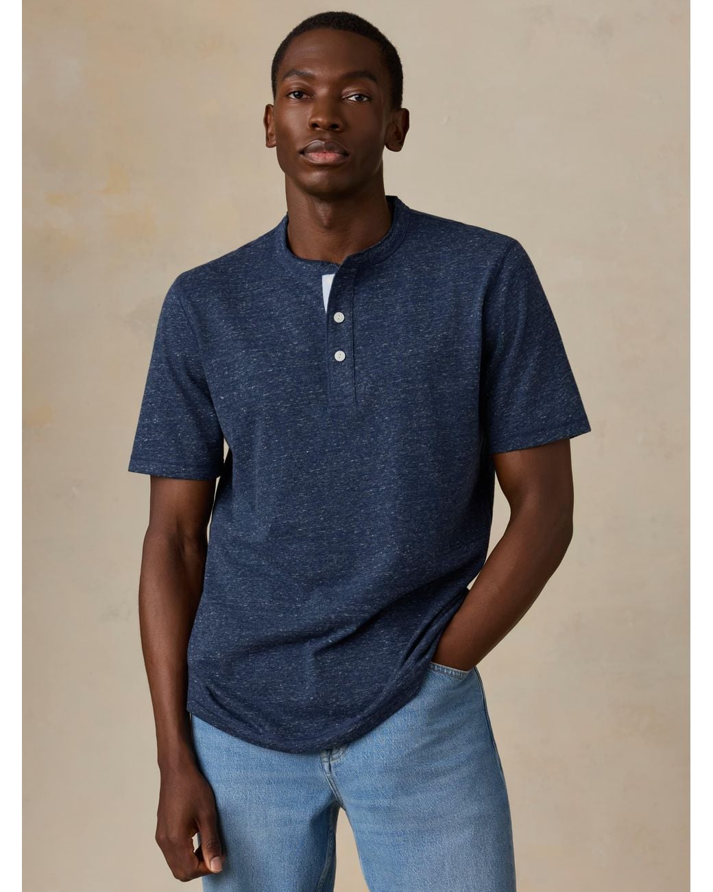 Faherty Brand Blue Short-Sleeve Breeze Henley T-Shirt for men