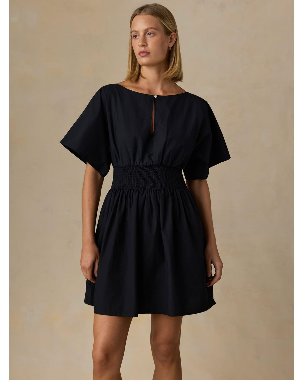 Faherty Brand Natural Coastal Poplin Elia Mini Smocked Dress