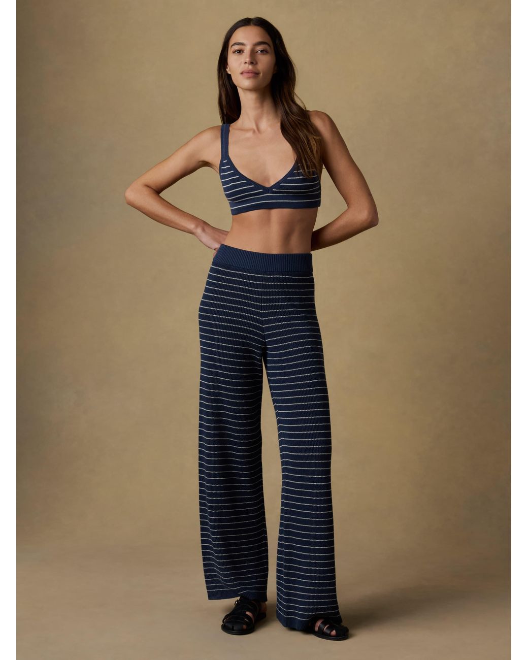 Faherty Brand Blue Miramar Linen Sweater Bralette